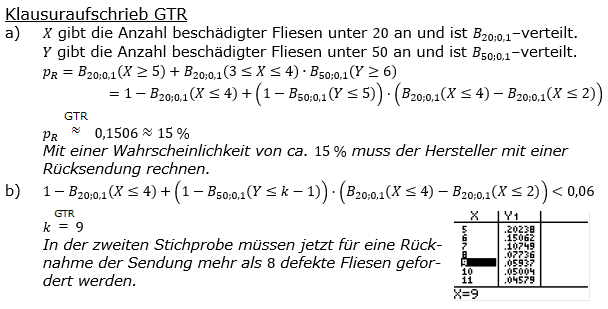Stochastik Binomialverteilung Lösungen zum Aufgabensatz 2 Blatt 3/1 Fortgeschrittten Bild 2 (Graphik A3102L02)/© by www.fit-in-mathe-online.de