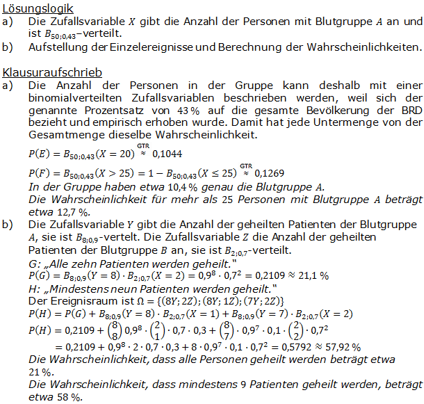 Stochastik Binomialverteilung Lösungen zum Aufgabensatz 3 Blatt 3/1 Expert Bild 1 (Graphik A3103L01)/© by www.fit-in-mathe-online.de