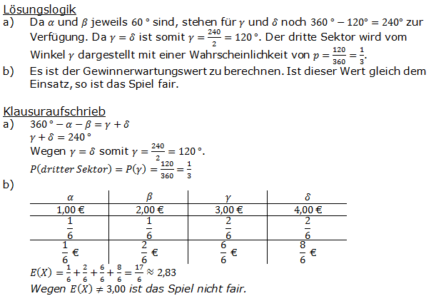 Stochastik Erwartungswert Lösungen zum Aufgabensatz 1 Blatt 1/1 Grundlagen (Graphik A1101L01)/© by www.fit-in-mathe-online.de