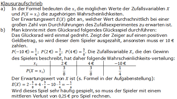 Stochastik Erwartungswert Lösungen zum Aufgabensatz 2 Blatt 1/1 Grundlagen (Graphik A1102L01)/© by www.fit-in-mathe-online.de