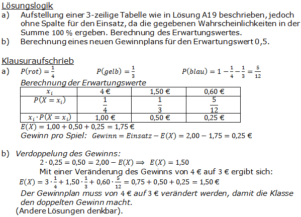Stochastik Erwartungswert Lösungen zum Aufgabensatz 3 Blatt 1/3 Grundlagen Bild 1 (Graphik A1320L01)/© by www.fit-in-mathe-online.de