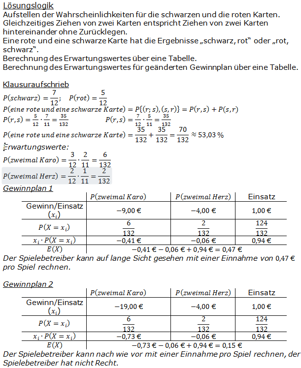 Stochastik Erwartungswert Lösungen zum Aufgabensatz 2 Blatt 1/4 Grundlagen Bild 1 (Graphik A1323L01)/© by www.fit-in-mathe-online.de