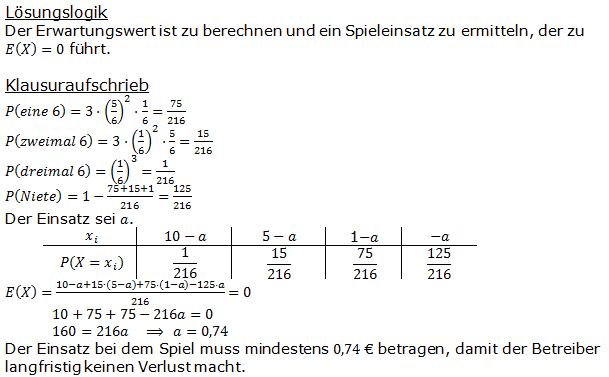 Stochastik Erwartungswert Lösungen zum Aufgabensatz 3 Blatt 2/1 Fortgeschritten Bild 1 (Graphik A2103L01)/© by www.fit-in-mathe-online.de