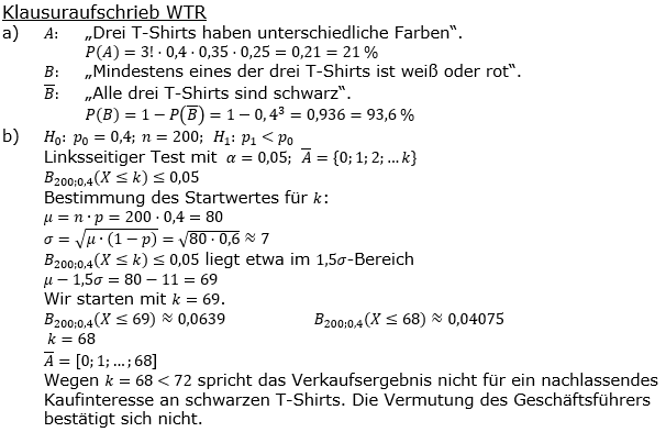 Stochastik Signifikanztest Lösungen zum Aufgabensatz 1 Blatt 2/1 Fortgeschritten Bild 3 (Graphik A2101L03)/© by www.fit-in-mathe-online.de