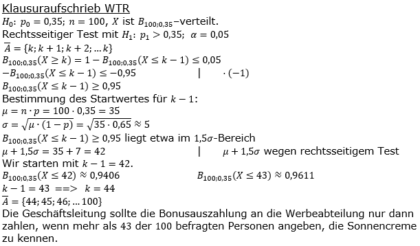 Stochastik Signifikanztest Lösungen zum Aufgabensatz 2 Blatt 2/1 Fortgeschritten Bild 3 (Graphik A2102L03)/© by www.fit-in-mathe-online.de