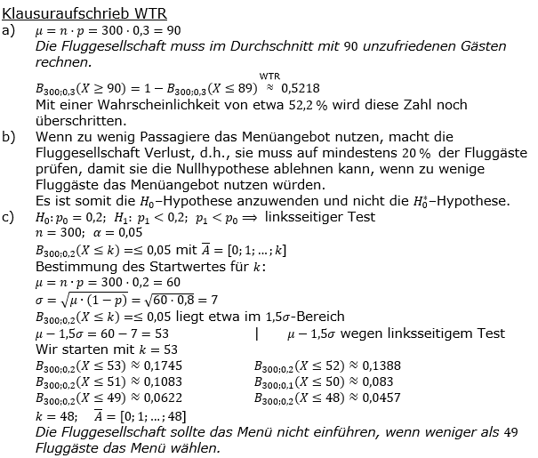 Stochastik Signifikanztest Lösungen zum Aufgabensatz 6 Blatt 2/1 Fortgeschritten Bild 3 (Graphik A2106L03)/© by www.fit-in-mathe-online.de