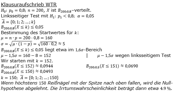 Stochastik Signifikanztest Lösungen zum Aufgabensatz 2 Blatt 2/2 Fortgeschritten Bild 3 (Graphik A2202L03)/© by www.fit-in-mathe-online.de