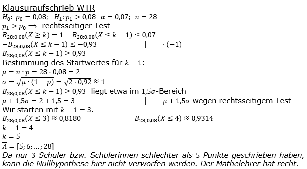 Stochastik Signifikanztest Lösungen zum Aufgabensatz 2 Blatt 3/1 Expert Bild 2 (Graphik A3102L02)/© by www.fit-in-mathe-online.de