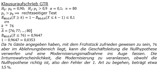 Stochastik Signifikanztest Lösungen zum Aufgabensatz 3 Blatt 3/1 Expert Bild 2 (Graphik A3103L02)/© by www.fit-in-mathe-online.de