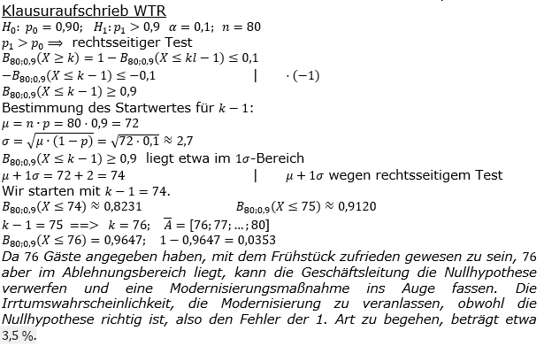 Stochastik Signifikanztest Lösungen zum Aufgabensatz 3 Blatt 3/1 Expert Bild 3 (Graphik A3103L03)/© by www.fit-in-mathe-online.de